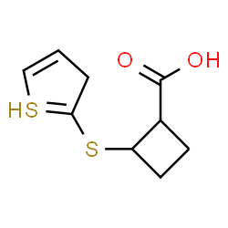 ChemSpider 2D Image | 2-(3H-thiophen-2-ylsulfanyl)cyclobutanecarboxylic acid | C9H11O2S2