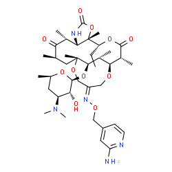 ChemSpider 2D Image | (1S,2R,5R,6S,10S,11R,13R,15R,18E,21R,22R)-18-{[(2-Amino-4-pyridinyl)methoxy]imino}-5-ethyl-2,6,11,13,15,21-hexamethyl-3,8,12-trioxo-4,7,16,20-tetraoxa-9-azatricyclo[13.5.2.0~6,10~]docos-22-yl 3,4,6-tr
ideoxy-3-(dimethylamino)-beta-D-xylo-hexopyranoside | C39H61N5O11