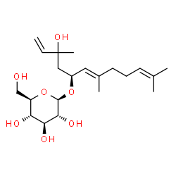 ChemSpider 2D Image | (5S,6E)-3-Hydroxy-3,7,11-trimethyl-1,6,10-dodecatrien-5-yl beta-D-glucopyranoside | C21H36O7