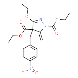 ChemSpider 2D Image | Diethyl 3-ethoxy-5-methylene-4-(4-nitrobenzyl)-4,5-dihydro-1H-pyrazole-1,4-dicarboxylate | C19H23N3O7