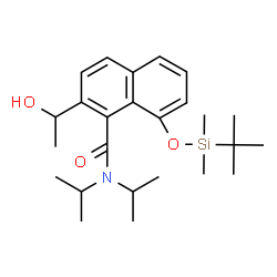 ChemSpider 2D Image | 8-{[Dimethyl(2-methyl-2-propanyl)silyl]oxy}-2-(1-hydroxyethyl)-N,N-diisopropyl-1-naphthamide | C25H39NO3Si