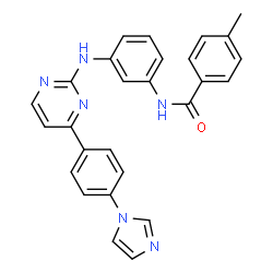 ChemSpider 2D Image | N-[3-({4-[4-(1H-Imidazol-1-yl)phenyl]-2-pyrimidinyl}amino)phenyl]-4-methylbenzamide | C27H22N6O