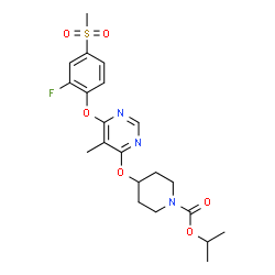 ChemSpider 2D Image | Isopropyl 4-({6-[2-fluoro-4-(methylsulfonyl)phenoxy]-5-methyl-4-pyrimidinyl}oxy)-1-piperidinecarboxylate | C21H26FN3O6S