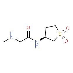 ChemSpider 2D Image | N-[(3S)-1,1-Dioxidotetrahydro-3-thiophenyl]-N~2~-methylglycinamide | C7H14N2O3S