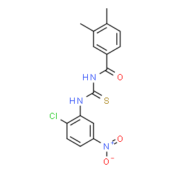 ChemSpider 2D Image | N-[(2-Chloro-5-nitrophenyl)carbamothioyl]-3,4-dimethylbenzamide | C16H14ClN3O3S