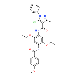 ChemSpider 2D Image | 5-Chloro-N-{2,5-diethoxy-4-[(4-methoxybenzoyl)amino]phenyl}-3-methyl-1-phenyl-1H-pyrazole-4-carboxamide | C29H29ClN4O5
