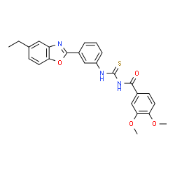 ChemSpider 2D Image | N-{[3-(5-Ethyl-1,3-benzoxazol-2-yl)phenyl]carbamothioyl}-3,4-dimethoxybenzamide | C25H23N3O4S