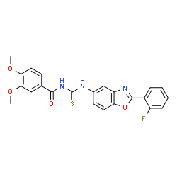 ChemSpider 2D Image | N-{[2-(2-Fluorophenyl)-1,3-benzoxazol-5-yl]carbamothioyl}-3,4-dimethoxybenzamide | C23H18FN3O4S