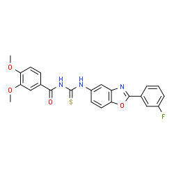 ChemSpider 2D Image | N-{[2-(3-Fluorophenyl)-1,3-benzoxazol-5-yl]carbamothioyl}-3,4-dimethoxybenzamide | C23H18FN3O4S