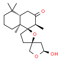 ChemSpider 2D Image | (2''S,3S,4a''S,5S,5'R,8a''S)-5-Hydroxy-2'',5'',5'',8a''-tetramethyldecahydro-2''H-dispiro[furan-3,2'-furan-5',1''-naphthalen]-3''(4''H)-one | C20H32O4