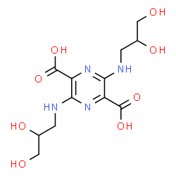 ChemSpider 2D Image | 3,6-Bis[(2,3-dihydroxypropyl)amino]-2,5-pyrazinedicarboxylic acid | C12H18N4O8