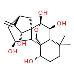 ChemSpider 2D Image | (1alpha,5beta,6beta,7alpha,8alpha,9beta,10alpha,11beta,13alpha,15alpha)-7,20-Epoxykaur-16-ene-1,6,7,11,15-pentol | C20H30O6