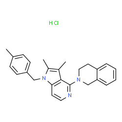 ChemSpider 2D Image | 2-[2,3-Dimethyl-1-(4-methylbenzyl)-1H-pyrrolo[3,2-c]pyridin-4-yl]-1,2,3,4-tetrahydroisoquinoline hydrochloride (1:1) | C26H28ClN3
