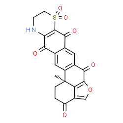 ChemSpider 2D Image | (14bS)-14b-Methyl-1,11,12,14b-tetrahydrofuro[4',3',2':4,5]tetrapheno[9,10-b][1,4]thiazine-3,6,8,13(2H,10H)-tetrone 9,9-dioxide | C22H15NO7S