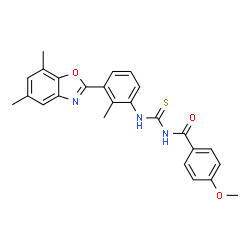 ChemSpider 2D Image | N-{[3-(5,7-Dimethyl-1,3-benzoxazol-2-yl)-2-methylphenyl]carbamothioyl}-4-methoxybenzamide | C25H23N3O3S