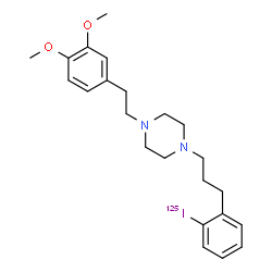 ChemSpider 2D Image | 1-[2-(3,4-Dimethoxyphenyl)ethyl]-4-{3-[2-(~125~I)iodophenyl]propyl}piperazine | C23H31125IN2O2
