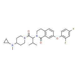 ChemSpider 2D Image | 2-(1-{4-[Cyclopropyl(methyl)amino]-1-piperidinyl}-3-methyl-1-oxo-2-butanyl)-7-(2,4-difluorophenoxy)-3,4-dihydro-1(2H)-isoquinolinone | C29H35F2N3O3