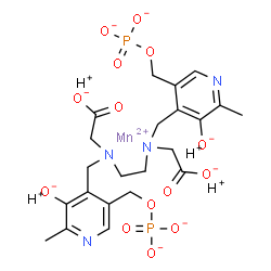 ChemSpider 2D Image | Acetate, 2,2'-[1,2-ethanediylbis[[[2-methyl-3-olato-5-[(phosphonatooxy)methyl]-4-pyridinyl]methyl]imino]]bis-, hydrogen manganese(2+) salt (1:4:1) | C22H28MnN4O14P2