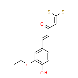 ChemSpider 2D Image | (4E)-5-(3-Ethoxy-4-hydroxyphenyl)-1,1-bis(methylsulfanyl)-1,4-pentadien-3-one | C15H18O3S2