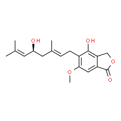 ChemSpider 2D Image | 4-Hydroxy-5-[(2E,5S)-5-hydroxy-3,7-dimethyl-2,6-octadien-1-yl]-6-methoxy-2-benzofuran-1(3H)-one | C19H24O5