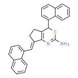ChemSpider 2D Image | (7E)-4-(1-Naphthyl)-7-(1-naphthylmethylene)-4,5,6,7-tetrahydrocyclopenta[d][1,3]thiazin-2-amine | C28H22N2S