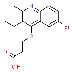 ChemSpider 2D Image | 3-[(6-Bromo-3-ethyl-2-methyl-4-quinolinyl)sulfanyl]propanoic acid | C15H16BrNO2S