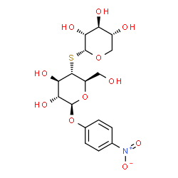ChemSpider 2D Image | 4-Nitrophenyl 4-thio-4-S-alpha-D-xylopyranosyl-beta-D-glucopyranoside | C17H23NO11S