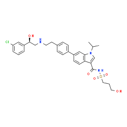 ChemSpider 2D Image | 6-[4-(2-{[(2R)-2-(3-Chlorophenyl)-2-hydroxyethyl]amino}ethyl)phenyl]-N-[(3-hydroxypropyl)sulfonyl]-1-isopropyl-1H-indole-3-carboxamide | C31H36ClN3O5S