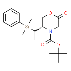 ChemSpider 2D Image | 2-Methyl-2-propanyl (5S)-5-{1-[dimethyl(phenyl)silyl]vinyl}-2-oxo-4-morpholinecarboxylate | C19H27NO4Si