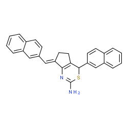 ChemSpider 2D Image | (7E)-4-(2-Naphthyl)-7-(2-naphthylmethylene)-4,5,6,7-tetrahydrocyclopenta[d][1,3]thiazin-2-amine | C28H22N2S