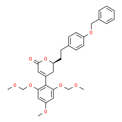 ChemSpider 2D Image | (6S)-6-{2-[4-(Benzyloxy)phenyl]ethyl}-4-[4-methoxy-2,6-bis(methoxymethoxy)phenyl]-5,6-dihydro-2H-pyran-2-one | C31H34O8