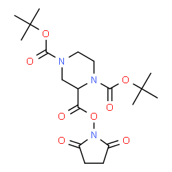 ChemSpider 2D Image | Bis(2-methyl-2-propanyl) 2-{[(2,5-dioxo-1-pyrrolidinyl)oxy]carbonyl}-1,4-piperazinedicarboxylate | C19H29N3O8