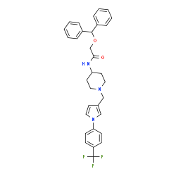 ChemSpider 2D Image | 2-(Diphenylmethoxy)-N-[1-({1-[4-(trifluoromethyl)phenyl]-1H-pyrrol-3-yl}methyl)-4-piperidinyl]acetamide | C32H32F3N3O2