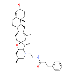ChemSpider 2D Image | 3-Phenyl-N-{2-[(2S,3R,3aS,6S,6a'S,6b'S,7aR,12a'S,12b'R)-3,6,11',12b'-tetramethyl-3'-oxo-2',3,3',3a,5,5',6,6',6a',6b',7,7',7a,8',10',12',12a',12b'-octadecahydro-1'H,4H-spiro[furo[3,2-b]pyridine-2,9'-na
phtho[2,1-a]azulen]-4-yl]ethyl}propanamide | C39H54N2O3