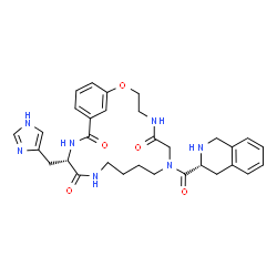 ChemSpider 2D Image | (15S)-15-(1H-Imidazol-4-ylmethyl)-8-[(3R)-1,2,3,4-tetrahydro-3-isoquinolinylcarbonyl]-2-oxa-5,8,13,16-tetraazabicyclo[16.3.1]docosa-1(22),18,20-triene-6,14,17-trione | C31H37N7O5