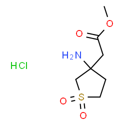 ChemSpider 2D Image | Methyl (3-amino-1,1-dioxidotetrahydro-3-thiophenyl)acetate hydrochloride (1:1) | C7H14ClNO4S