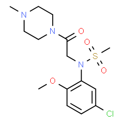 ChemSpider 2D Image | N-(5-Chloro-2-methoxyphenyl)-N-[2-(4-methyl-1-piperazinyl)-2-oxoethyl]methanesulfonamide | C15H22ClN3O4S