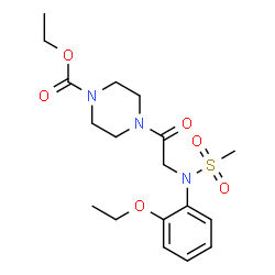 ChemSpider 2D Image | Ethyl 4-[N-(2-ethoxyphenyl)-N-(methylsulfonyl)glycyl]-1-piperazinecarboxylate | C18H27N3O6S