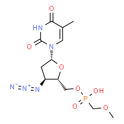 ChemSpider 2D Image | 3'-Azido-3'-deoxy-5'-O-[hydroxy(methoxymethyl)phosphoryl]thymidine | C12H18N5O7P