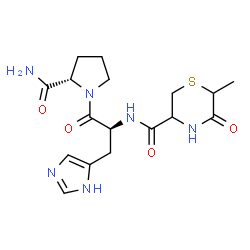 ChemSpider 2D Image | L-Prolinamide, 6-methyl-5-oxo-3-thiomorpholinecarbonyl-L-histidyl- | C17H24N6O4S