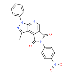 ChemSpider 2D Image | 1-Methyl-7-(4-nitrophenyl)-3-phenylpyrazolo[3,4-b]pyrrolo[3,4-d]pyridine-6,8(3H,7H)-dione | C21H13N5O4