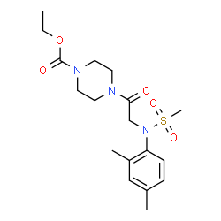 ChemSpider 2D Image | Ethyl 4-[N-(2,4-dimethylphenyl)-N-(methylsulfonyl)glycyl]-1-piperazinecarboxylate | C18H27N3O5S