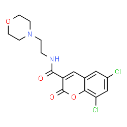 ChemSpider 2D Image | 6,8-Dichloro-N-[2-(4-morpholinyl)ethyl]-2-oxo-2H-chromene-3-carboxamide | C16H16Cl2N2O4