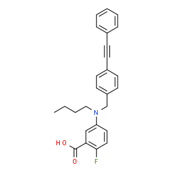 ChemSpider 2D Image | 5-{Butyl[4-(phenylethynyl)benzyl]amino}-2-fluorobenzoic acid | C26H24FNO2