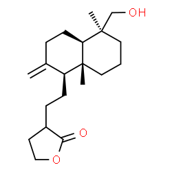 ChemSpider 2D Image | 3-{2-[(1S,4aR,5S,8aR)-5-(Hydroxymethyl)-5,8a-dimethyl-2-methylenedecahydro-1-naphthalenyl]ethyl}dihydro-2(3H)-furanone | C20H32O3