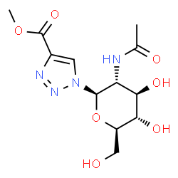 ChemSpider 2D Image | Methyl 1-(2-acetamido-2-deoxy-beta-D-glucopyranosyl)-1H-1,2,3-triazole-4-carboxylate | C12H18N4O7