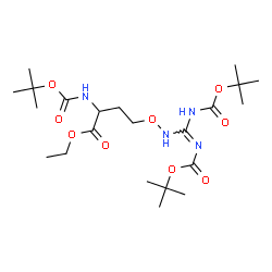 ChemSpider 2D Image | Ethyl O-(N',N''-bis{[(2-methyl-2-propanyl)oxy]carbonyl}carbamimidamido)-N-{[(2-methyl-2-propanyl)oxy]carbonyl}homoserinate | C22H40N4O9