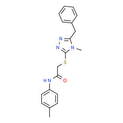ChemSpider 2D Image | 2-[(5-Benzyl-4-methyl-4H-1,2,4-triazol-3-yl)sulfanyl]-N-(4-methylphenyl)acetamide | C19H20N4OS