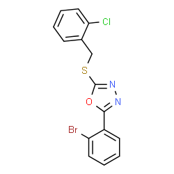 ChemSpider 2D Image | 2-(2-Bromophenyl)-5-[(2-chlorobenzyl)sulfanyl]-1,3,4-oxadiazole | C15H10BrClN2OS