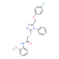 ChemSpider 2D Image | 2-({5-[(4-Chlorophenoxy)methyl]-4-phenyl-4H-1,2,4-triazol-3-yl}sulfanyl)-N-(2-methoxyphenyl)acetamide | C24H21ClN4O3S